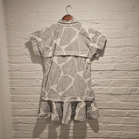 Hunter Bell Black & White Drop Waist Collared Addison Mini Dress, Size M - Picture 3 of 9